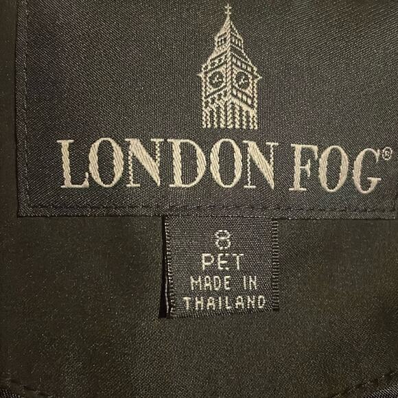 London Fog Classic Black Hooded Trench Coat. 8P - Picture 2 of 4